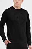 Bisiklet Yaka Siyah Erkek Sweatshırt 8NZM87 1200-BLACK