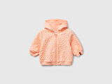Bebek Yavruağzı Logo Etiketli Jakarlı Fermuarlı Kapüşonlu Sweatshirt