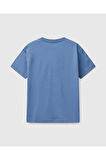 Erkek Çocuk Havacı Mavi Benetton Logo Baskılı T-Shirt
