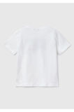 Erkek Çocuk Beyaz Benetton Logo Baskılı T-Shirt