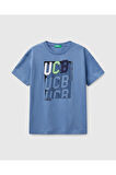Erkek Çocuk Havacı Mavi Benetton Logo Baskılı T-Shirt