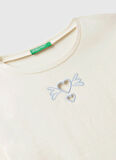 Benetton Baskılı Ekru Kız Çocuk T-Shirt 3P4ZC10QF
