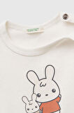 United Colors of Benetton Kız Bebek T shirt Ekru 3I9WA1062