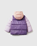 Kız Bebek Mor Logo İşlemeli Kapüşonlu Mont