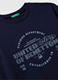 Benetton Baskılı Erkek Çocuk Lacivert Sweatshırt 3J68C10PZ