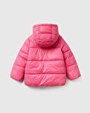 Kız Bebek Logo İşlemeli Kapüşonlu Mont