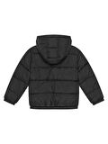 Erkek Çocuk Siyah Logo İşlemeli Kalın Mont