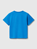 Benetton Erkek Çocuk Baskılı Tshirt 1-6 Yaş Mavi