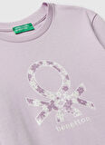 Benetton Baskılı Lila Kız Çocuk T-Shirt 3I9WC10Q2