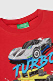 United Colors of Benetton Erkek Çocuk Hot Wheels T shirt Kırmızı 3I1XG10I3