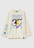 United Colors of Benetton Ekru Erkek Çocuk Baskılı T-Shirt 3ATNC10RL