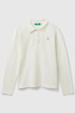 United Colors of Benetton Erkek Çocuk 3WG9C300X-25K Polo Uzun Kol Tshirt Beyaz