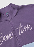 Benetton Nakışlı Kız Çocuk Mor - Mavi Sweatshırt 3J68C505D