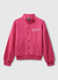 Benetton Nakışlı Kız Çocuk Pembe Sweatshırt 3J68C505D