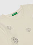 Benetton Nakışlı Ekru Kız Çocuk T-Shirt 3ATNC10RF