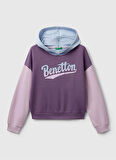 Benetton Baskılı Kız Çocuk Mor - Mavi Sweatshırt 3J68C204W