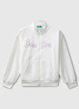 Benetton Nakışlı Kız Çocuk Ekru Sweatshırt 3J68C505D