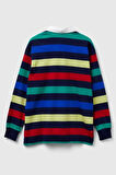 United Colors of Benetton Erkek Çocuk 33CKC301X-25K Çizgili Uzun Kollu Polo Tshirt Lacivert