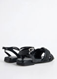 Siyah Kadın Deri Sandalet 91D2542NAP