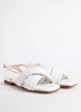 Beyaz Deri  Kadın Sandalet
