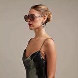 Okkia Monica Unisex Büyük Yuvarlak  Güneş Gözlüğü Havana Pembesi