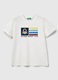 Benetton Baskılı Ekru Erkek Çocuk T-Shirt 3I1XC10Q4