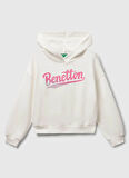 Benetton Baskılı Kız Çocuk Ekru Sweatshırt 3J68C204W