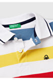 Erkek Çocuk Renkli Mix Çizgili Logo İşlemeli Polo T-Shirt