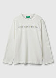 Benetton Baskılı Ekru Erkek Çocuk T-Shirt 3I1XC10Q3