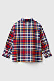 Erkek Çocuk  Önü Cepli Logolu Kareli Uzun Kollu Gömlek - Kırmızı Mix | 12-18AY