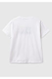Erkek Çocuk Beyaz Benetton Logo Baskılı T-Shirt