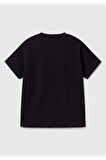 Erkek Çocuk Siyah Benetton Logo Baskılı T-Shirt