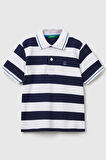 United Colors of Benetton Erkek Çocuk Çizgili Polo T shirt Lacivert 39QAG300V
