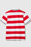 United Colors of Benetton Erkek Çocuk Çizgili Polo T shirt Kırmızı 39QAG300V