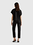 Benetton Bisiklet Yaka Siyah Kadın T-Shirt 3096D1071