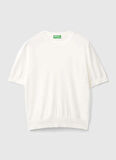 Benetton Yuvarlak Yaka Normal Beyaz Kazak Kadın 103CD10BD