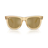 Ray-Ban RBR 0502S 68215A 50 Wayfarer Reverse Aynalı Unisex Kare Şeffaf Sarı Kemik Güneş Gözlüğü