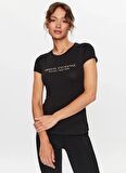 Armani Exchange Bisiklet Yaka Baskılı Siyah Kadın T-Shirt 8NYTAB