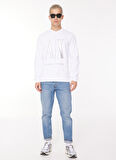 Bisiklet Yaka Beyaz Erkek Sweatshırt 8NZMPQ 1100 WHITE