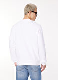 Bisiklet Yaka Beyaz Erkek Sweatshırt 8NZMPQ 1100 WHITE