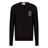 Armani Exchange Bisiklet Yaka Regular Fit Düz Siyah Erkek Kazak 8NZM4R 1200-BLACK