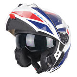 CGM 568S BER SPORT ÇENE AÇILIR MOTOSİKLET KASKI MAVİ-BEYAZ / S