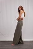 DeFacto Coool Wide Leg Gabardin Pantolon Yüksek Bel Geniş Bol Paça E1794AX25SPKH344