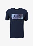 Bisiklet Yaka Baskılı Lacivert Erkek T-Shirt 3DZTJB ZJBYZ 15BA