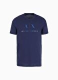 Bisiklet Yaka Baskılı Lacivert Erkek T-Shirt 3DZTJE ZJH4Z 15BA