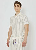 John Richmond Beyaz - Gri Erkek Polo T-Shirt UMP24095PO
