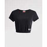 Kappa 321F4Sw005 W Authentic Tier1 Lamara Bisiklet Yaka Regular Fit Düz Siyah Kadın T-Shirt