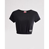 Kappa 321F4Sw005 W Authentic Tier1 Lamara Bisiklet Yaka Regular Fit Düz Siyah Kadın T-Shirt