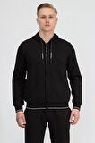 Kapüşon Yaka Siyah Erkek Sweatshırt 8NZM82 1200-BLACK