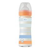 Chicco Wellbeing Yavaş Akış Mavi Cam Biberon 240 ml 0+ Ay